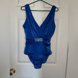 One piece swim suit blue